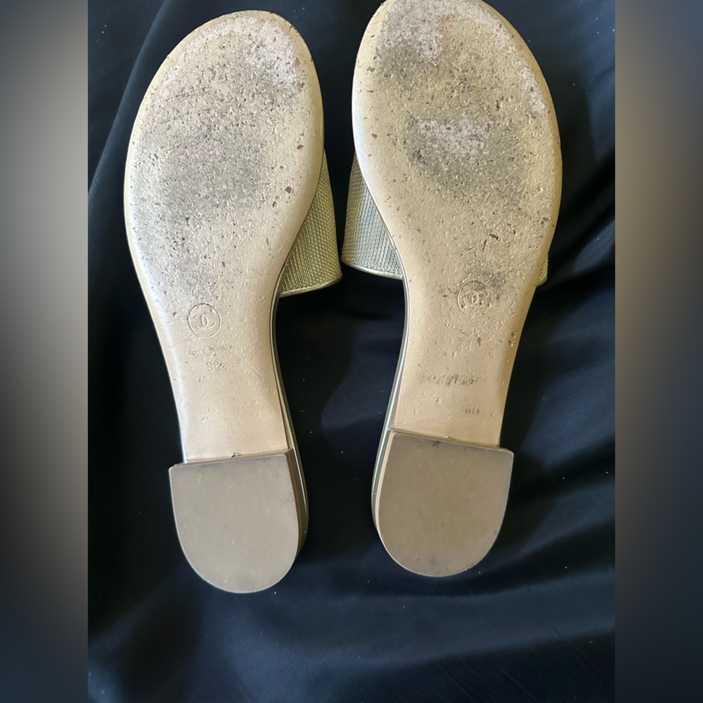 Chanel Gold Mesh Mules Size 38 US 8 - Picture 8 of 13